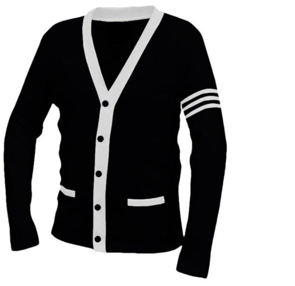 J2Sports Cardigan Sweater Striped Black/White