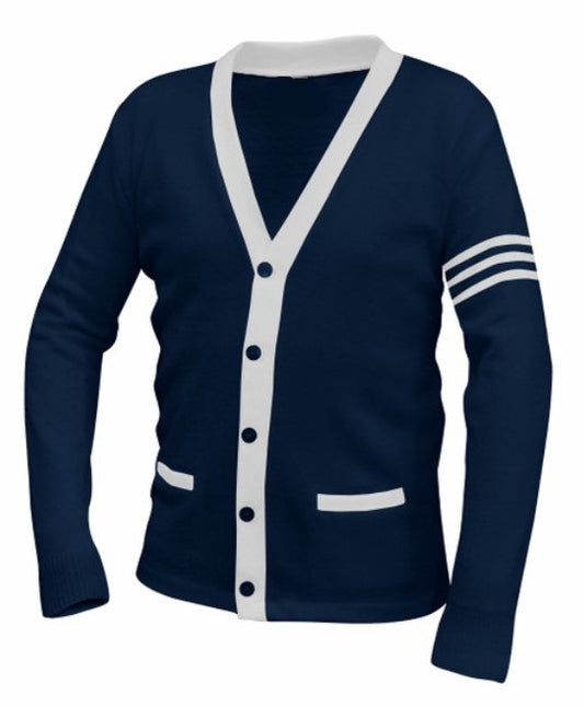 J2Sports Cardigan Sweater Striped Navy/White