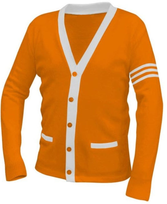 J2Sports Cardigan Sweater Striped Orange/White