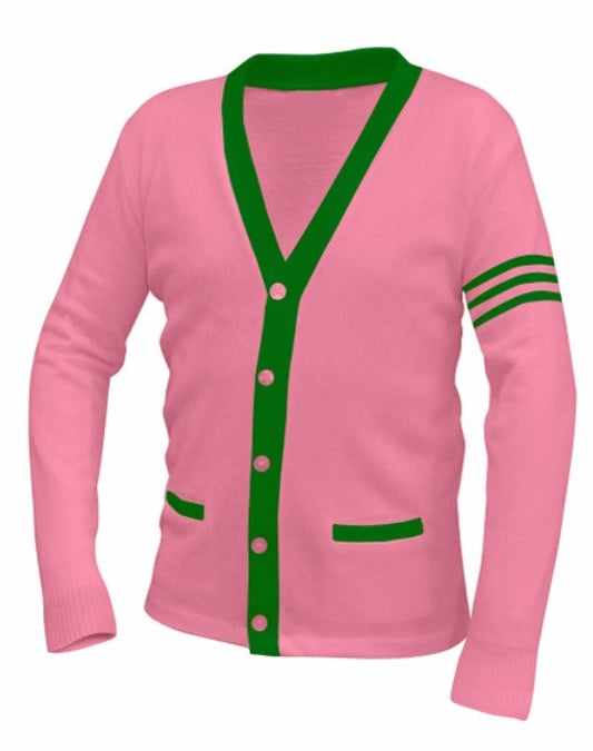 J2Sports Cardigan Sweater Striped Pink/Green