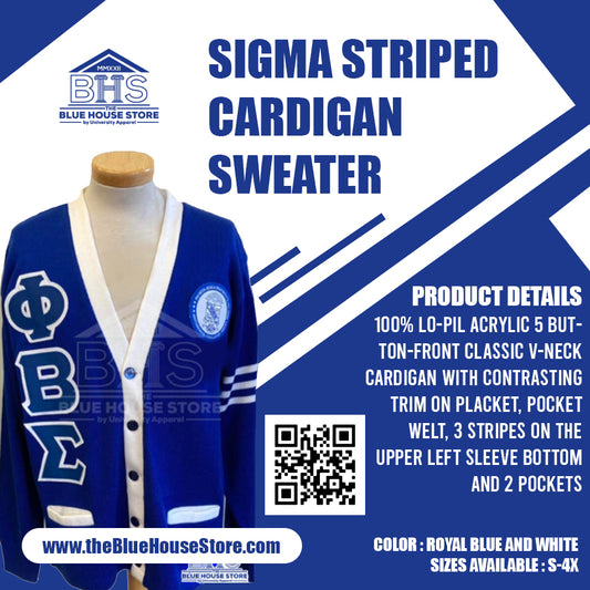Phi Beta Sigma Striped Cardigan Sweater