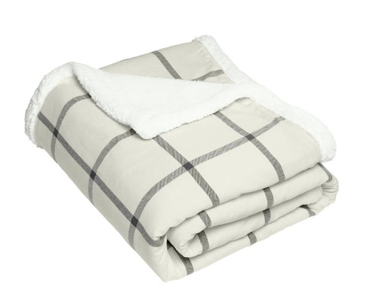 J2Sports Flannel Sherpa Blanket Window Pane