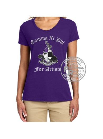 Gamma Xi Phi Ladies V-Neck Tees (Purple or Black)