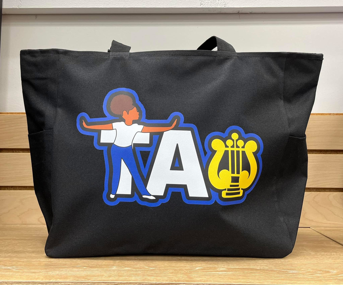 Tau Zippered Tote Bag Black
