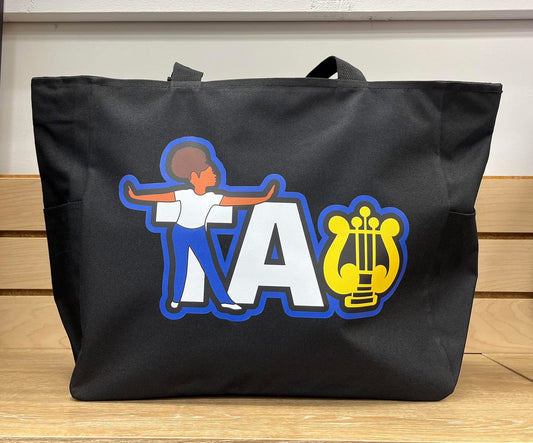Tau Zippered Tote Bag Black