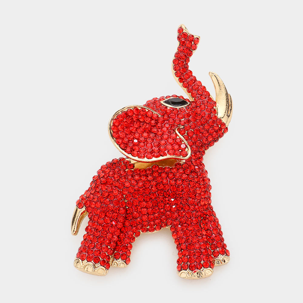 Large Elephant Rhinestone Brooch