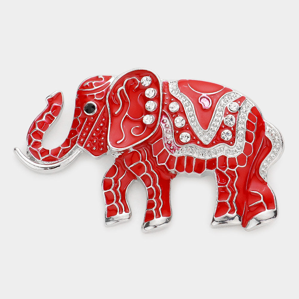 Elephant with Rhinestone Brooch