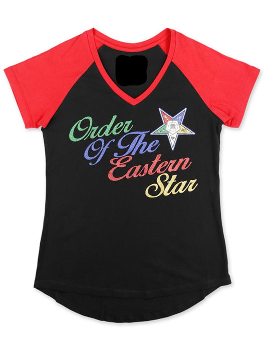 OES V-Neck Color Block Tee Black