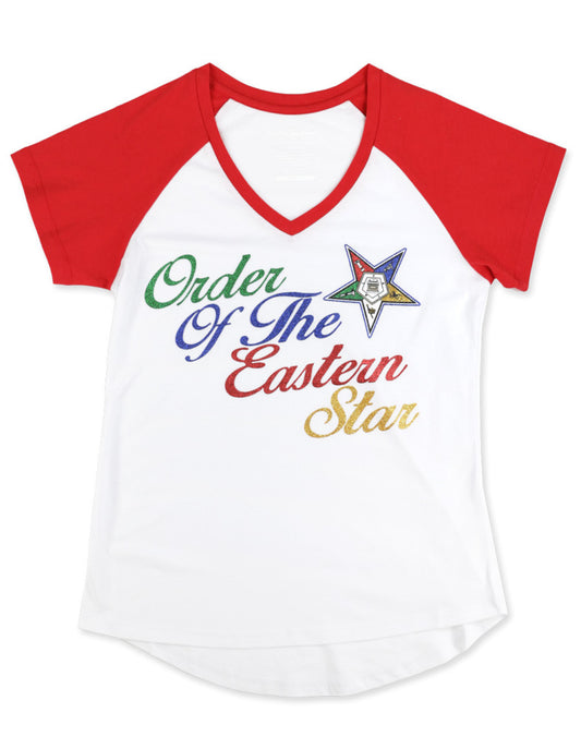OES V-Neck Color Block Tee White