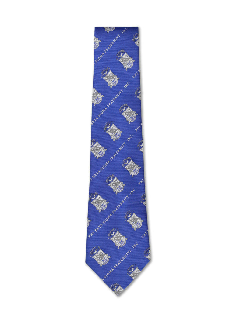 Sigma Long Neck Tie with Crest in Royal