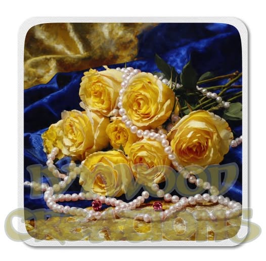 Yellow Roses Pearls and Rubies Mousepad