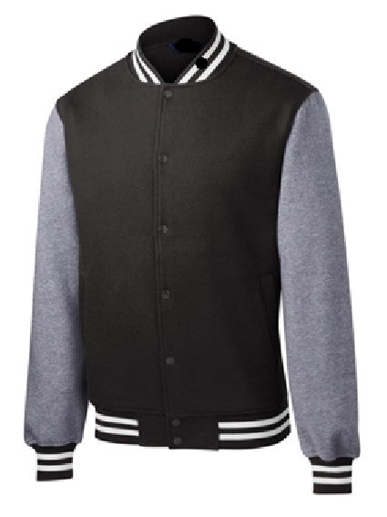 J2Sports Fleece Letterman Jacket with Grey Sleeves & Logo
