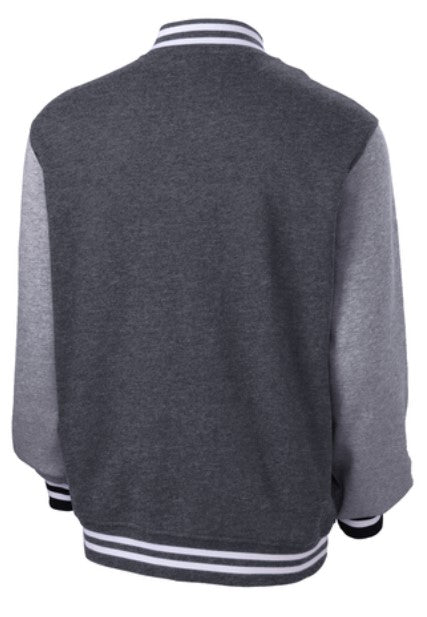 J2Sports Fleece Letterman Jacket with Grey Sleeves & Logo