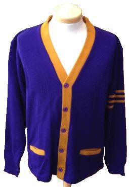 J2Sports Cardigan Sweater Striped Purple/Old Gold