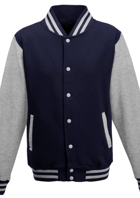 J2Sports Fleece Letterman Jacket with Grey Sleeves & Logo