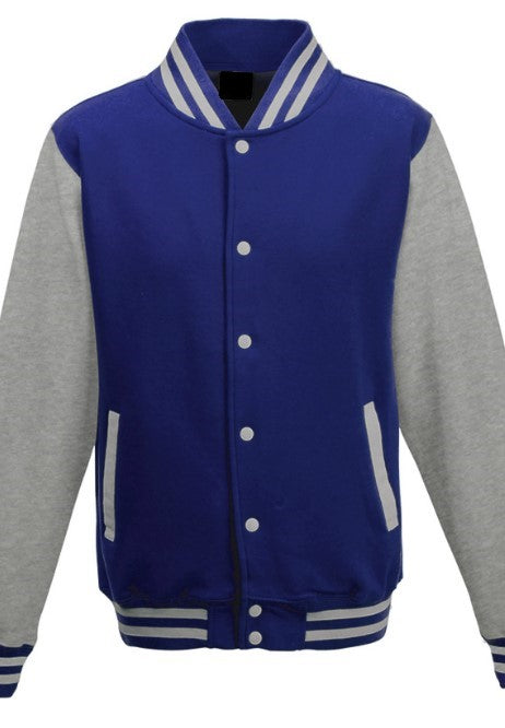 J2Sports Fleece Letterman Jacket with Grey Sleeves & Logo