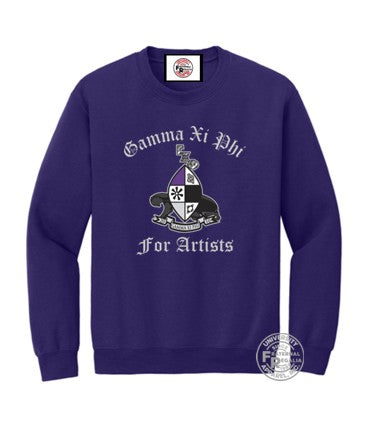 Gamma Xi Phi Crewneck with Crest Purple