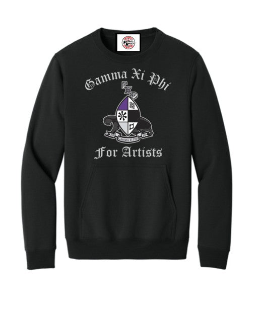 Gamma Xi Phi Crewneck with Crest Black