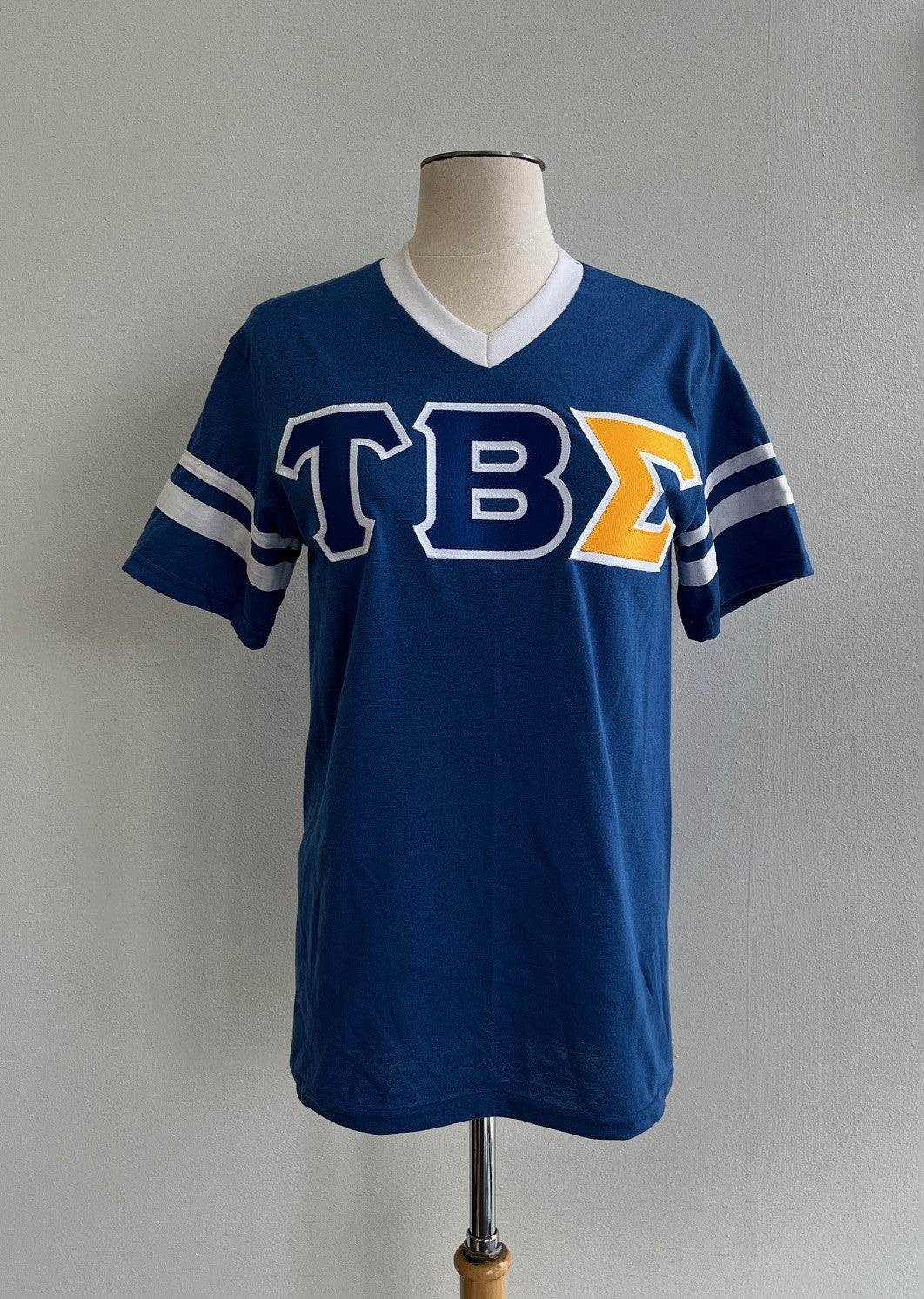 Tau Beta Sigma Football Tee Royal/White