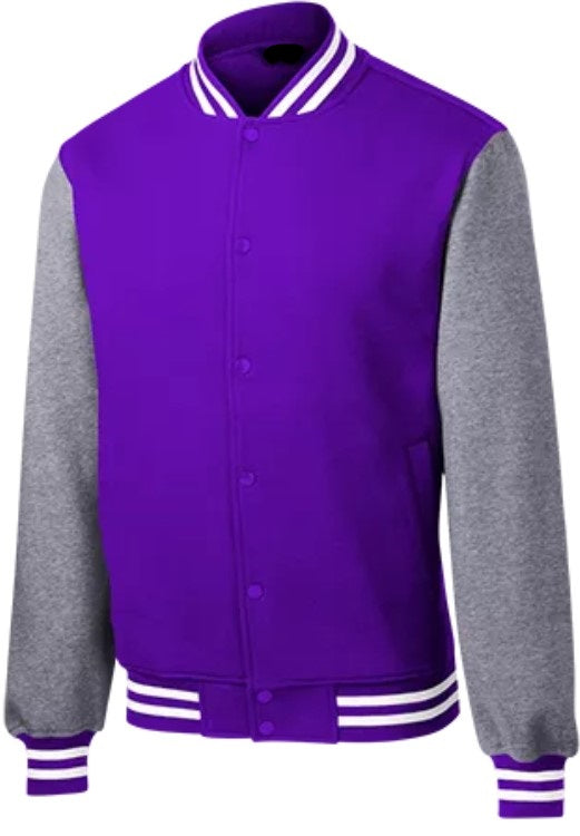 J2Sports Fleece Letterman Jacket with Grey Sleeves & Logo