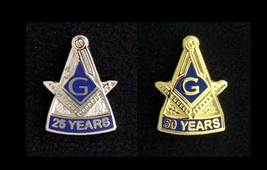 BHS 25 & 50 Year Mason Lapel Pin (1/2 inch) --- 3 options available