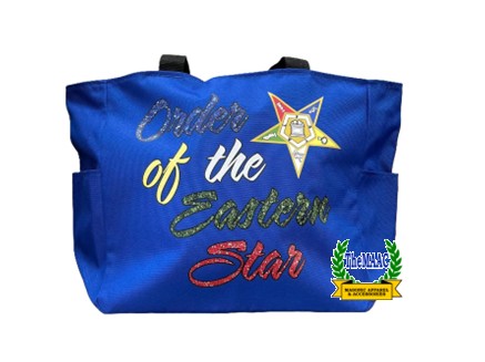Eastern Star Zippered Tote Bag Royal