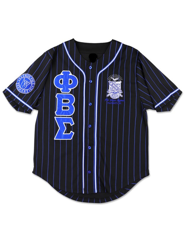 Phi Beta Sigma Pinstripe Baseball Jersey Black