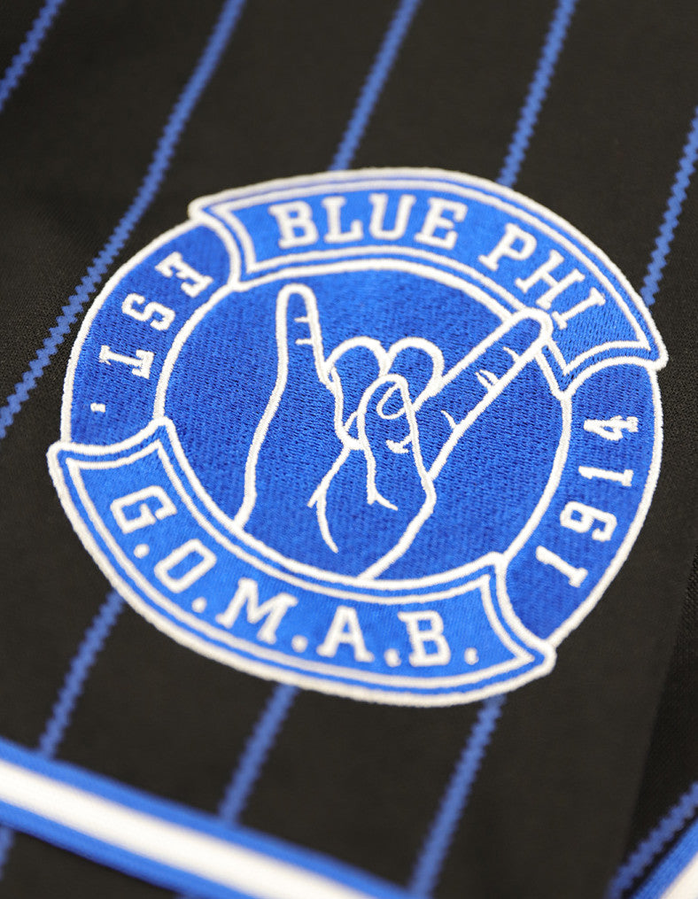 Phi Beta Sigma Pinstripe Baseball Jersey Black