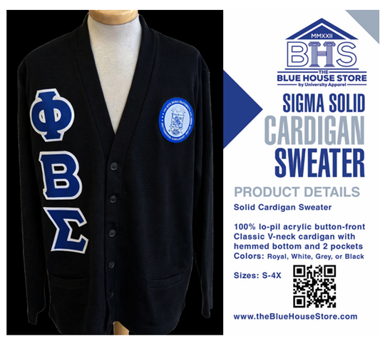Phi Beta Sigma Solid Cardigan Black