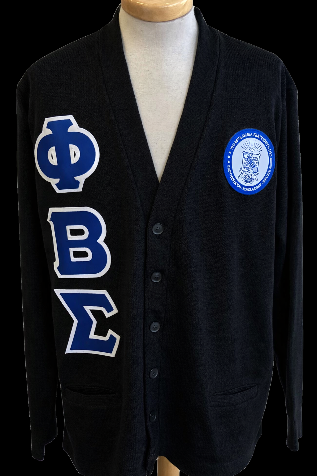 Phi Beta Sigma Solid Cardigan Black