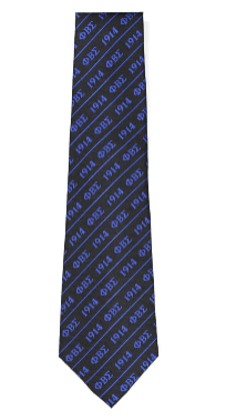 Sigma Long Neck Tie with Letters/1914 in Black