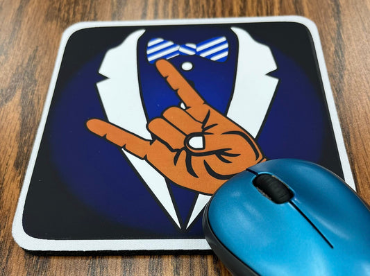 Phi Beta Sigma Mousepad Tux with Hand Sign