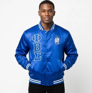 Phi Beta Sigma Satin Bomber Jacket Royal