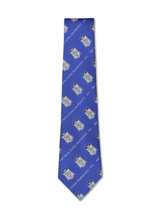 Sigma Long Neck Tie with Crest in Royal