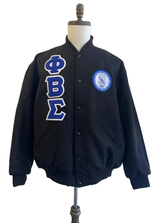Phi Beta Sigma Wool Varsity Jacket Solid Black