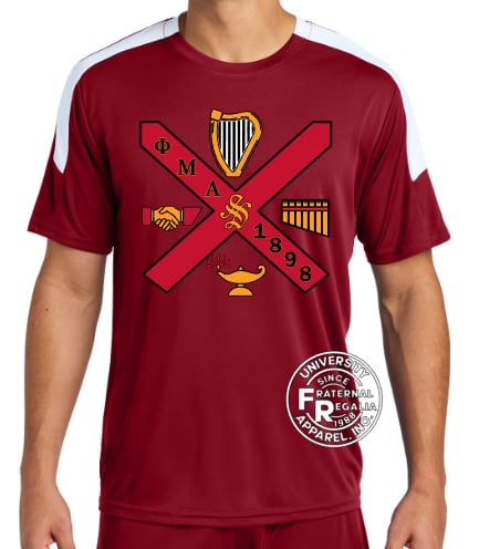 Phi Mu Alpha Striped Performance Shirt Floating Symbols