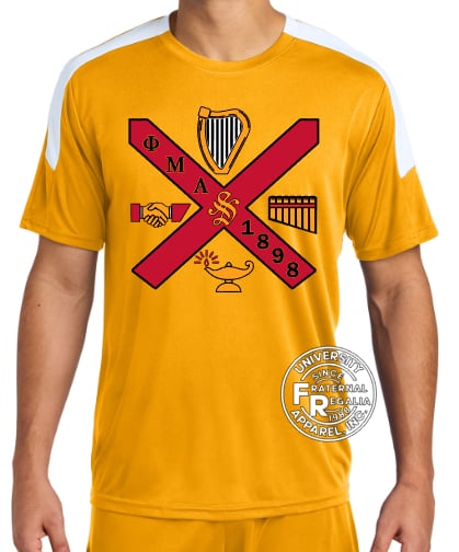 Phi Mu Alpha Striped Performance Shirt Floating Symbols