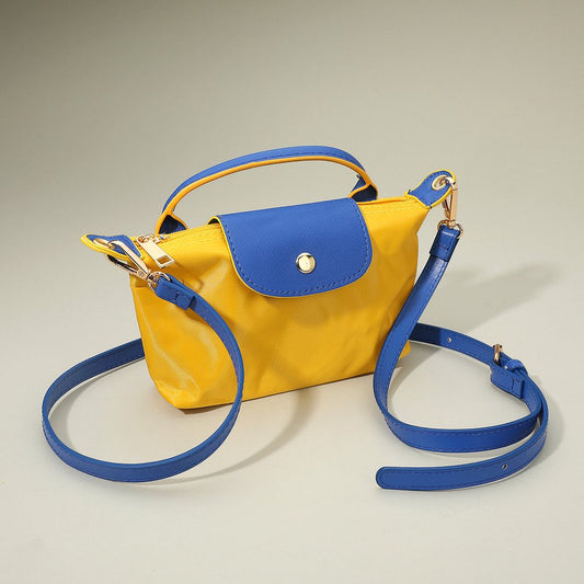 Compact 2-tone purse/crossbody bag gold/royal