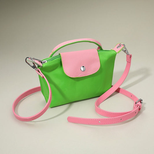 Compact 2-tone purse/crossbody bag green/pink