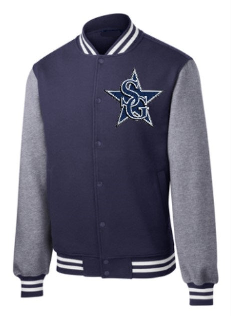 J2Sports Fleece Letterman Jacket with Grey Sleeves & Logo