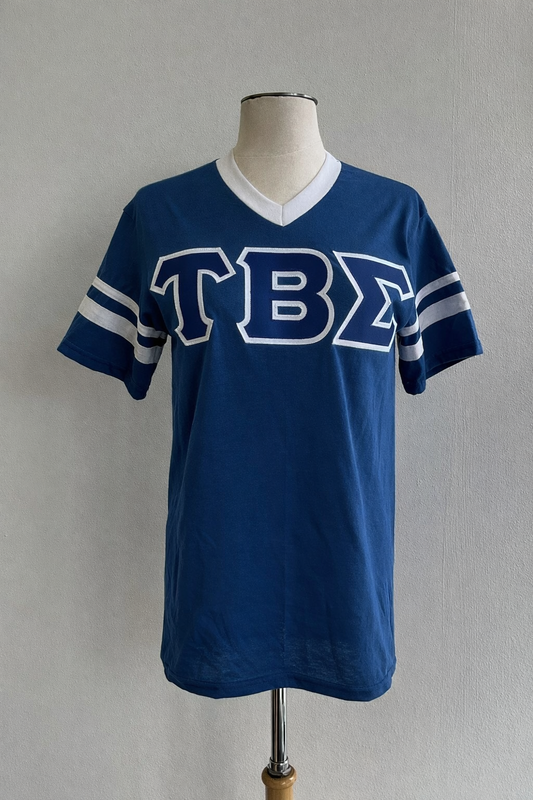 Tau Beta Sigma Football Tee Royal/White