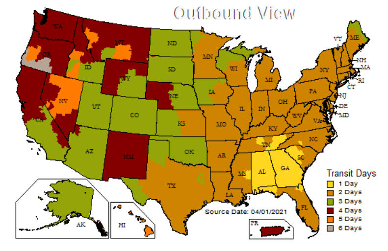 UPS Transit Time Zone Guide Standard Ground